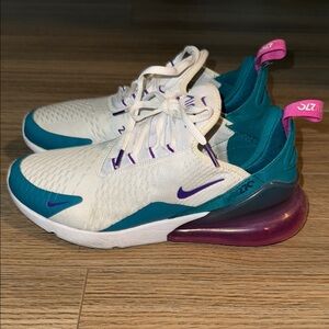 Kids White and Teal Sneakers